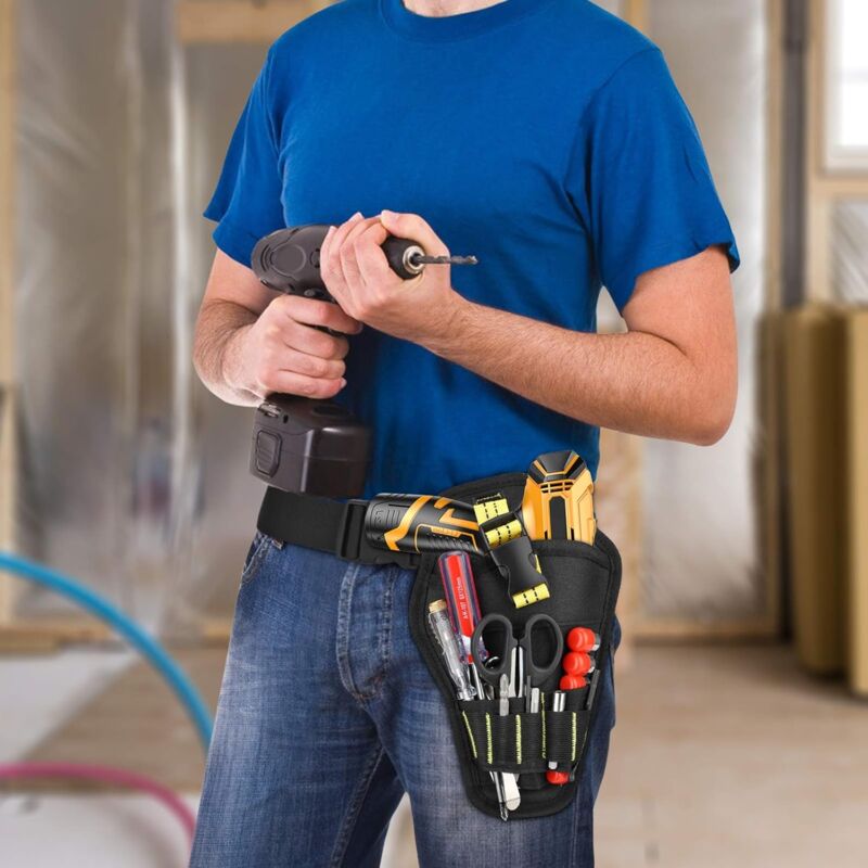 Tool Belt, Tool Holster Belt With Adjustable Belt And Open Loops For Storing Tools And Drill - Image 4