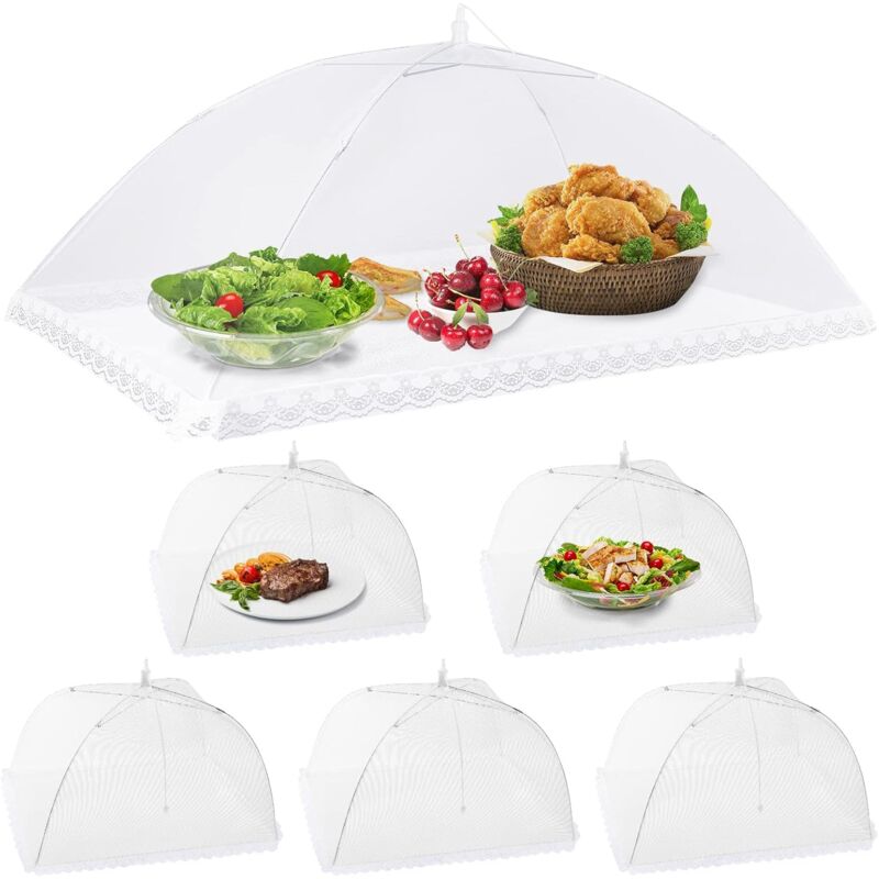 6 pcs Foldable Food Cover Anti-Fly Mesh Food Cover Tent Umbrella Anti-Insect Protection For Bbq Picnic Food,1 Large - Image 1