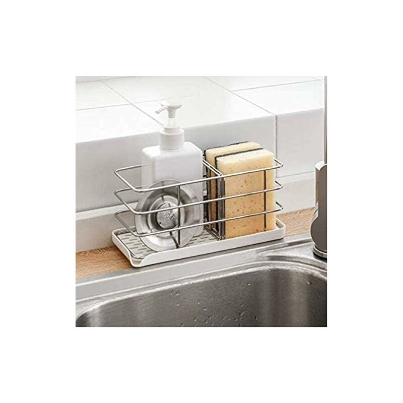 304 Stainless Steel Sponge Holder, Multifunctional Kitchen Sink Organizer, Dish Drainer Tray, Soap Dish, Adjustable - Image 1