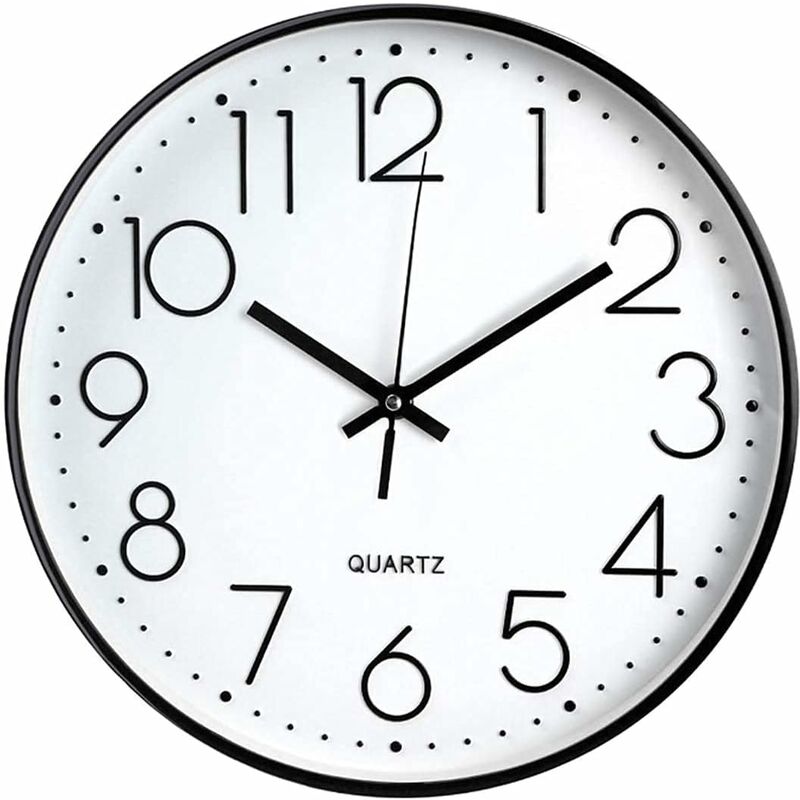 12 Inch Modern Wall Clock, Battery Operated Silent Quartz Kitchen Clock ROund Easy To Read For Home/Office/School, - Image 1