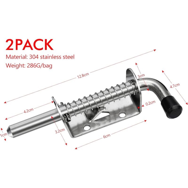 2 pcs Garage Door Lock Bolt Spring Latch Steel Spring Bolts Door Latches And Bolts 128Mm For Garage Door Garden Shed - Image 2