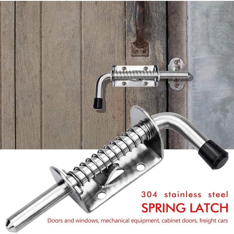 2 pcs Garage Door Lock Bolt Spring Latch Steel Spring Bolts Door Latches And Bolts 128Mm For Garage Door Garden Shed - Image 3