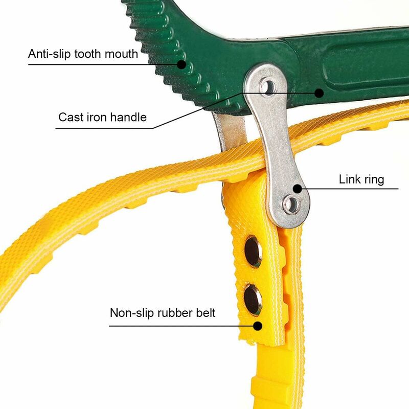 Oil Filter Strap Wrench - 8 Inch Multi-Function Rubber Strap Wrench Bottle Opener Ratchet Wrench Adjustable Tubes Hand - Image 3