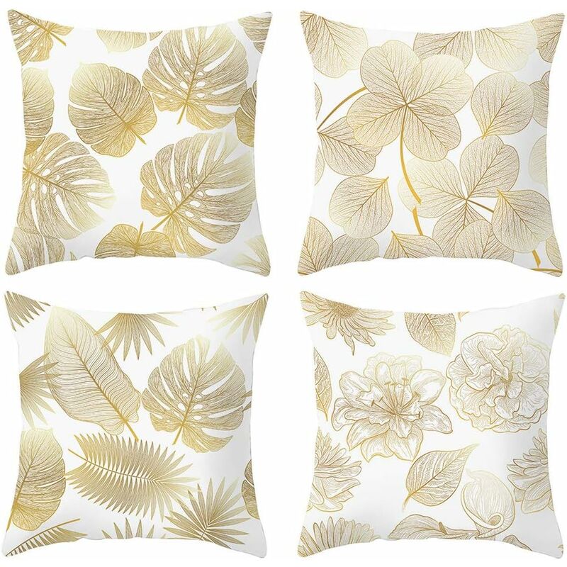 Pillowcase 45X 45Cm, Modern Sofa Cushion Cover Beautiful Car Sofa Cushion Covers Home Decor Protectors (Golden - Image 1