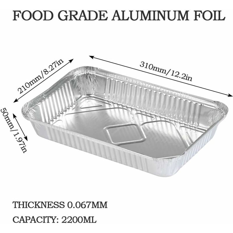 25 pcs Aluminum Foil Trays Barbecue Accessory For Cooking, ROasting, Baking, Freezing And Storing Large Aluminum Foil - Image 2