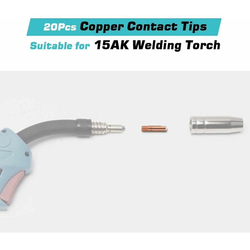 Mig Contact Nozzle, Welding Contact Tips, 20 pcs Copper Contact Tip For 15Ak Mig Welding Torch Consumables(0.8) - Image 2