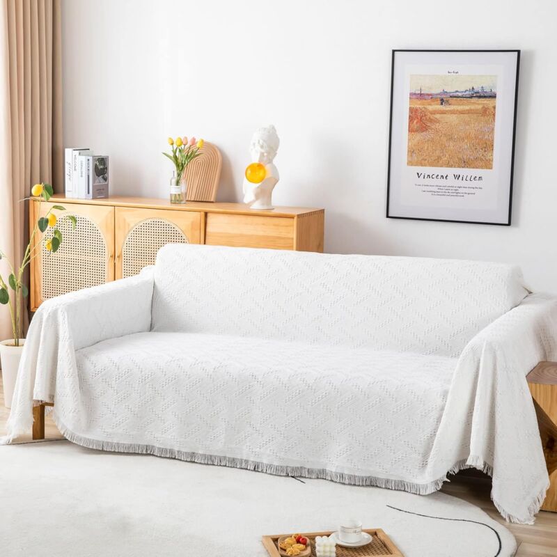 Multifunction Sofa Towel Bed Cover Large Size Sofa Cover 3 Seater 180X230Cm White - Image 1