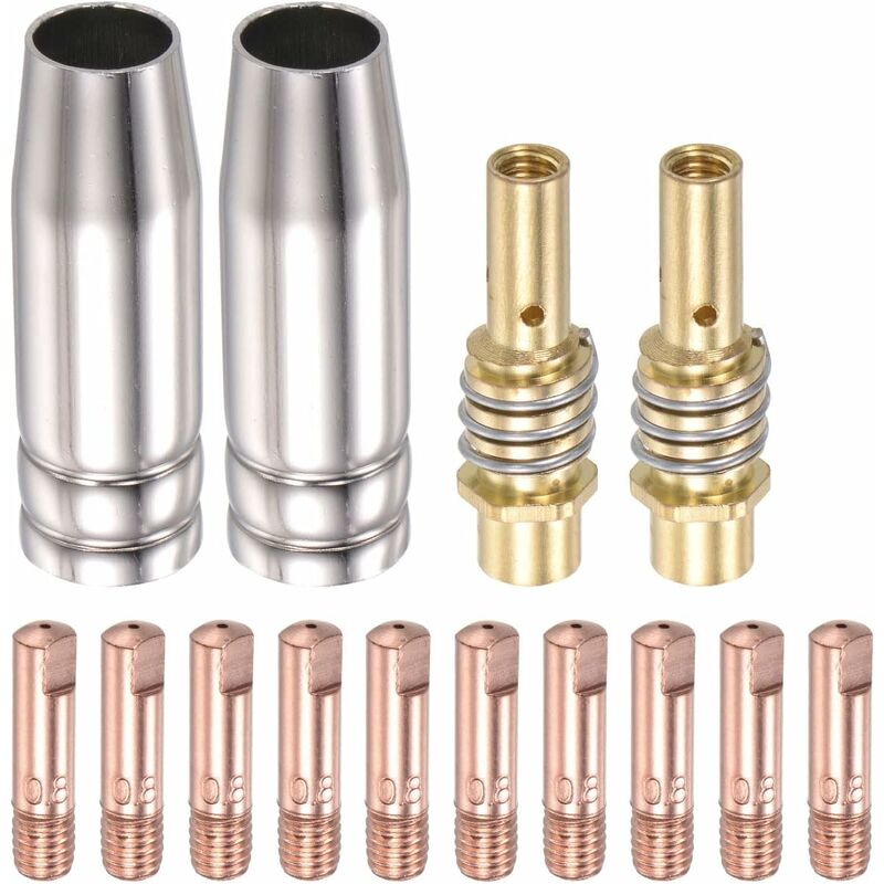 Melt Inert Gas (Mig) Welding Torch Accessory Kit 0.8Mm Conductive Contact Tip Nozzle Connection Bar 15Ak Consumables, - Image 1