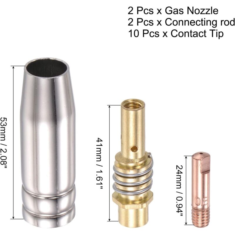 Melt Inert Gas (Mig) Welding Torch Accessory Kit 0.8Mm Conductive Contact Tip Nozzle Connection Bar 15Ak Consumables, - Image 3