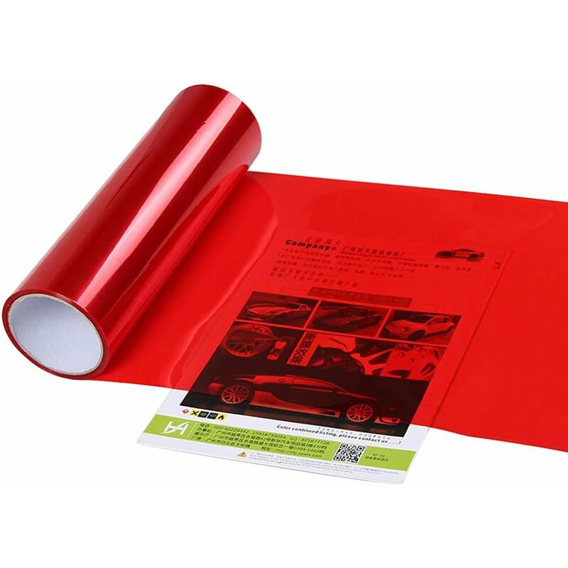 Car Light Sticker, Self Adhesive Car Light Sticker Smoke Fog Light Taillight Tint Vinyl Film Sheets, Red, 30X60Cm - Image 1