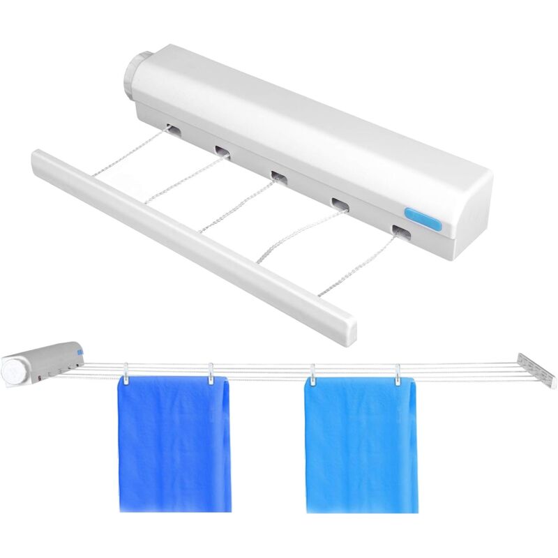 Retractable Clothesline Portable Home Indoor Outdoor Plastic Clothes Drying ROpe Wall Mount Compact Clothes Line - Image 1