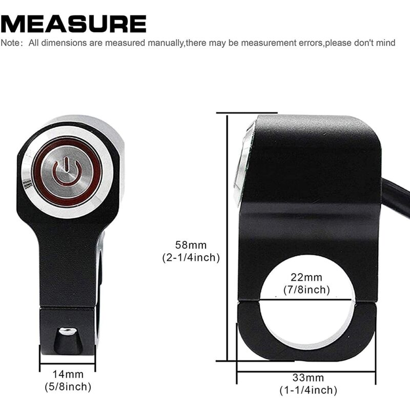 1 Piece 12V Motorcycle Atv 22Mm (7/8