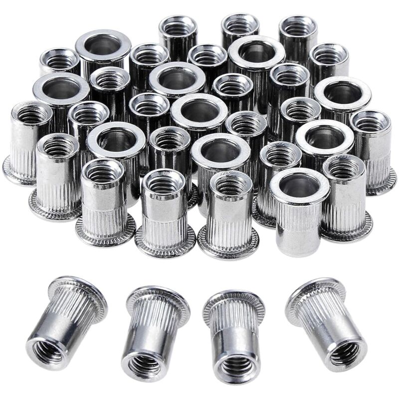 100 pcs M6 Stainless Steel Rivet Nuts Flat Thread Rivet Nuts - Image 1