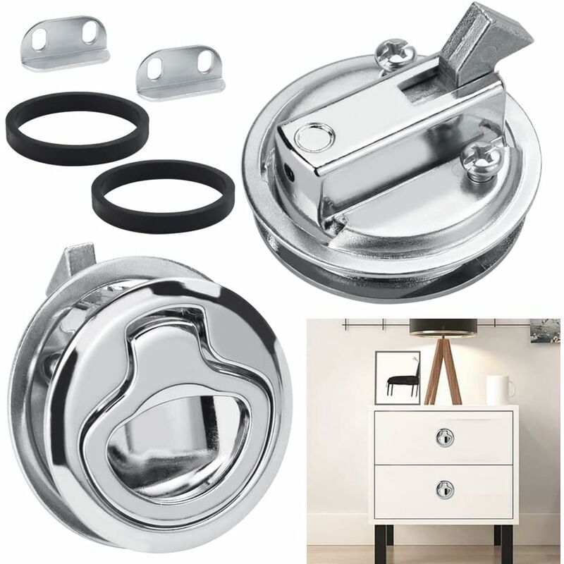 2 pcs Zinc Alloy Flush Hatch Latch Boat Hatch Latch Boat Pull Latch Flush Hatch Latch Lock For Furniture, Drawers, - Image 1