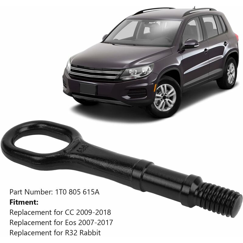 Tow Hook Screw, Metal Car Tow Hook Heavy Duty Towing Hook Bumper Trailer Ring 1T0 805 615 A Replacement For Cc For - Image 3