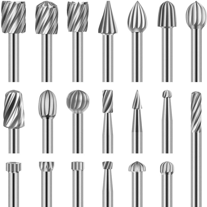 20 pcs ROtary Burr Set, High Speed Steel Carving Tool With 3Mm Grinding Head For Woodworking Carving Engraving Drilling - Image 1