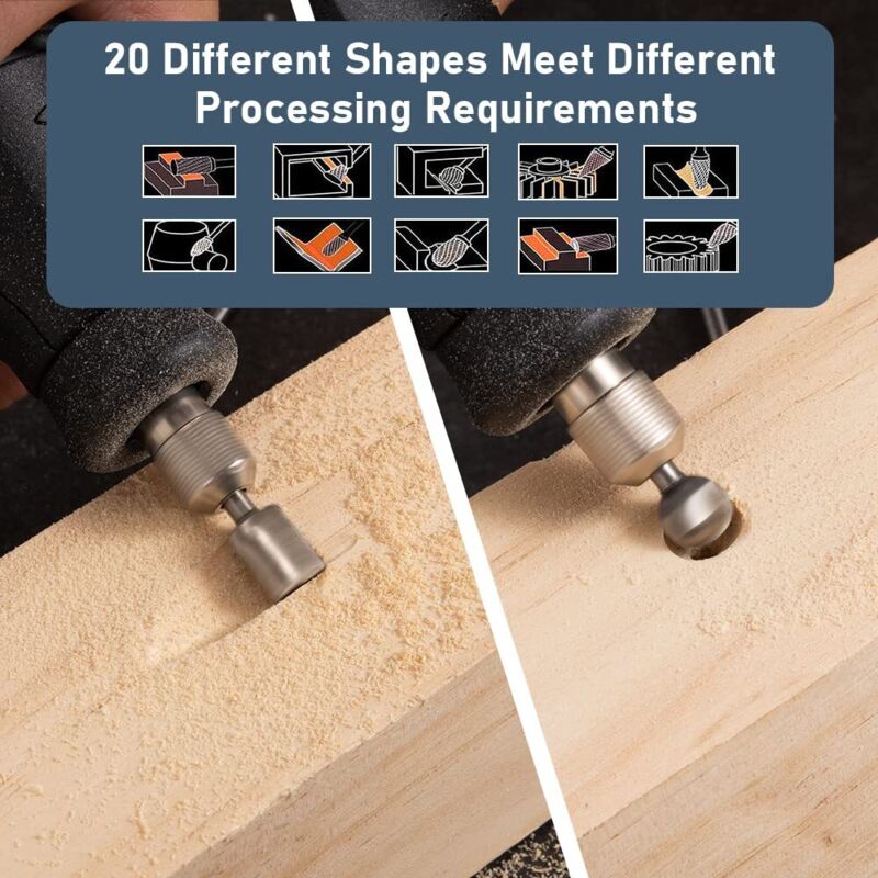 20 pcs ROtary Burr Set, High Speed Steel Carving Tool With 3Mm Grinding Head For Woodworking Carving Engraving Drilling - Image 2