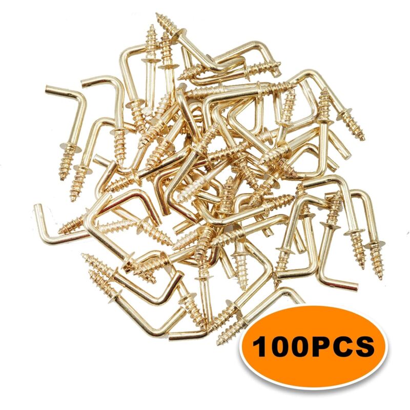 100 pcs 1.5Cm Right Angle Screw Hooks Square Screw Hooks L Shaped Screw Hooks Fixing Accessories With Storage Box For - Image 3