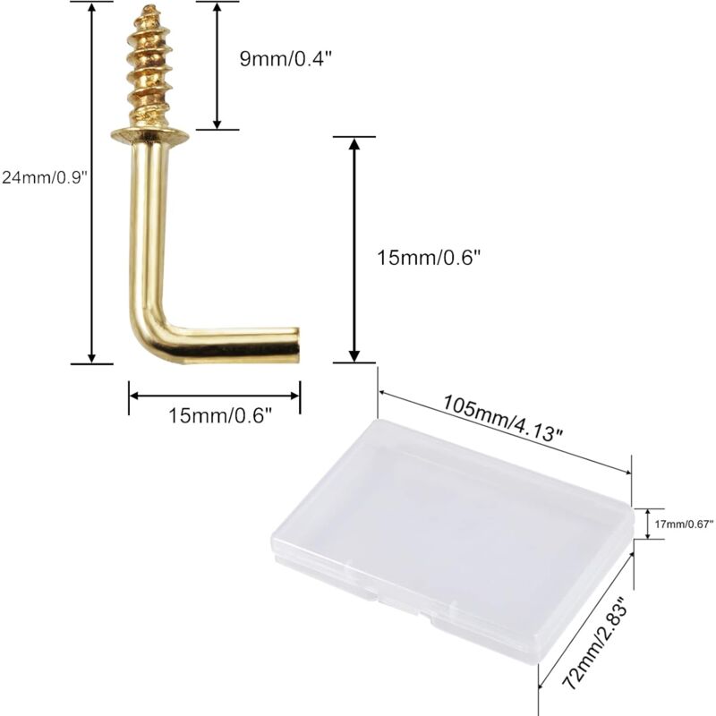 100 pcs 1.5Cm Right Angle Screw Hooks Square Screw Hooks L Shaped Screw Hooks Fixing Accessories With Storage Box For - Image 4