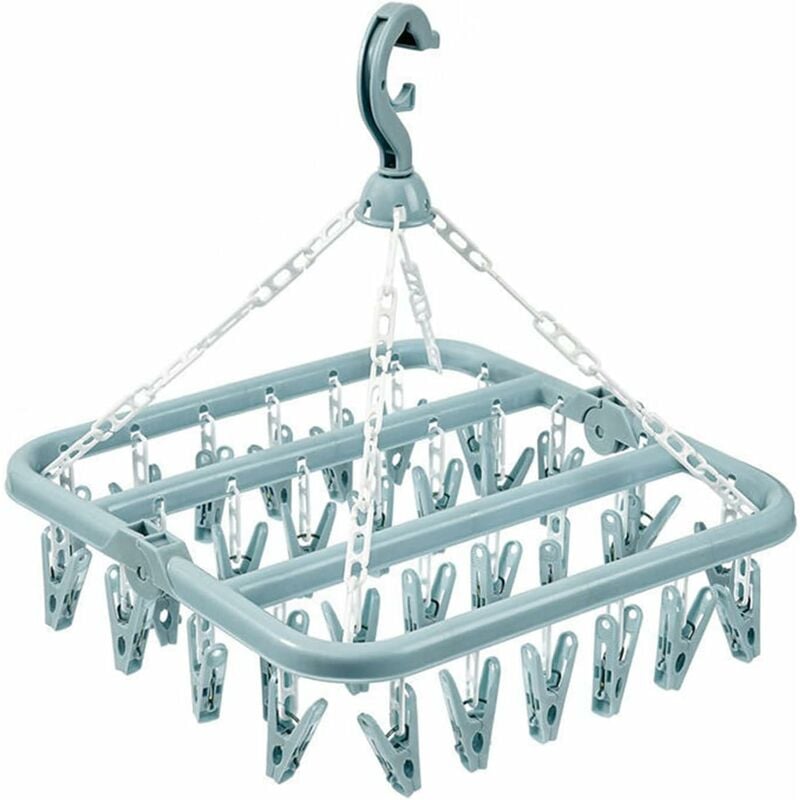 Sock Drying Rack Clothes Hanger With 32 Clips For Foldable Sock Dryer Clothespins Underwear Drying Rack Clothespins For - Image 1
