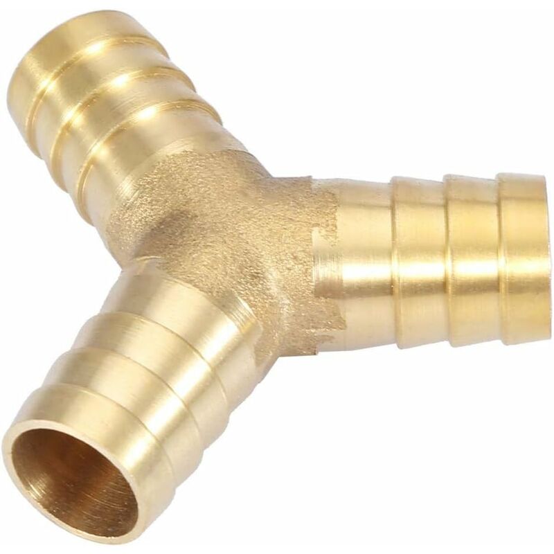 Brass Hose Barb, 3 Way Y Type Brass Hose Barbed Fitting Adapter Connector For Water/Oil/Gas/Air Pipes (12Mm 1Pc) - Image 1
