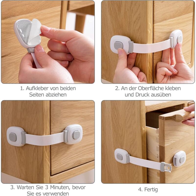 Baby Safety Door Lock 6 Pieces, Drawer Lock Cupboard Latches And Fridge Safety Cupboard Child Protection Baby Home - Image 2