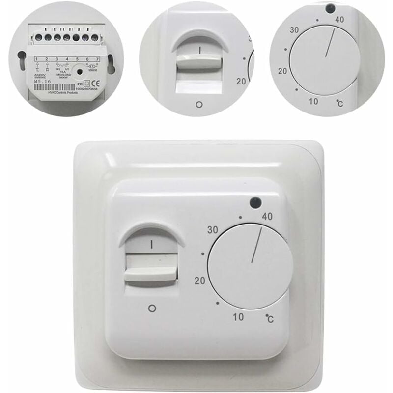 Manual Electric Underfloor Heating ROom Thermostat With Sensor Ac 220V 16A, Mechanical Underfloor Heating Thermostat - Image 1