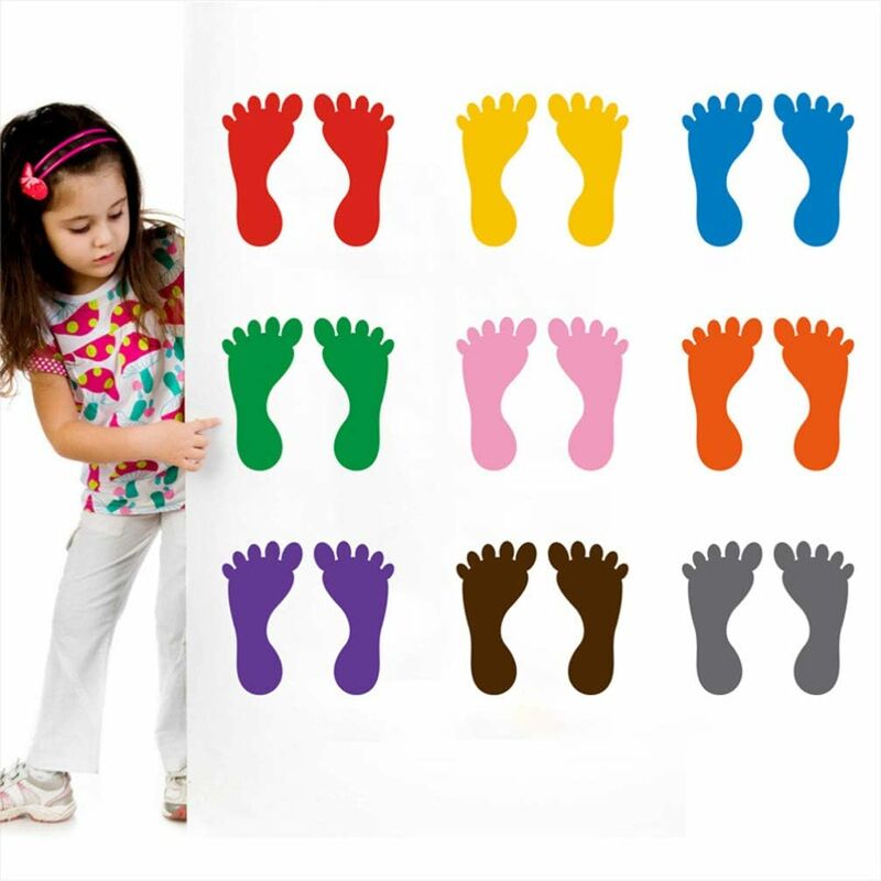 9 Pairs Footprint Stickers For Floor, Wall, Stairs To Guide Directions - Image 1