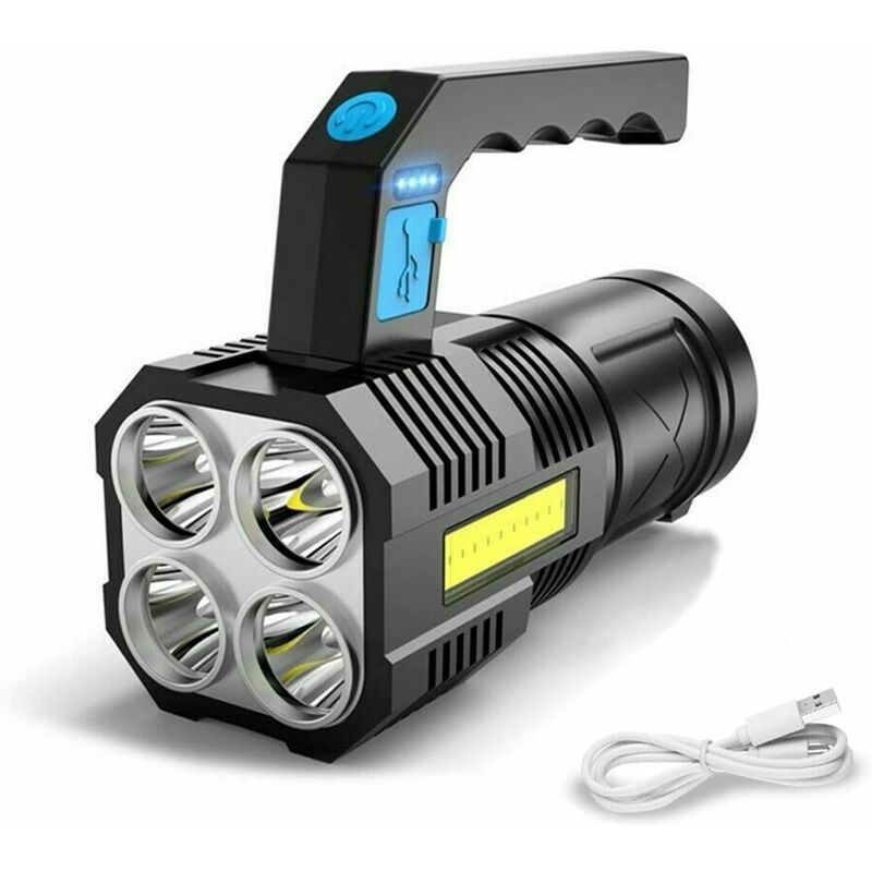 Ultra Powerful Rechargeable Cob LED Flashlight Waterproof Work Light 4 Modes Portable Emergency Torch For Hiking - Image 1