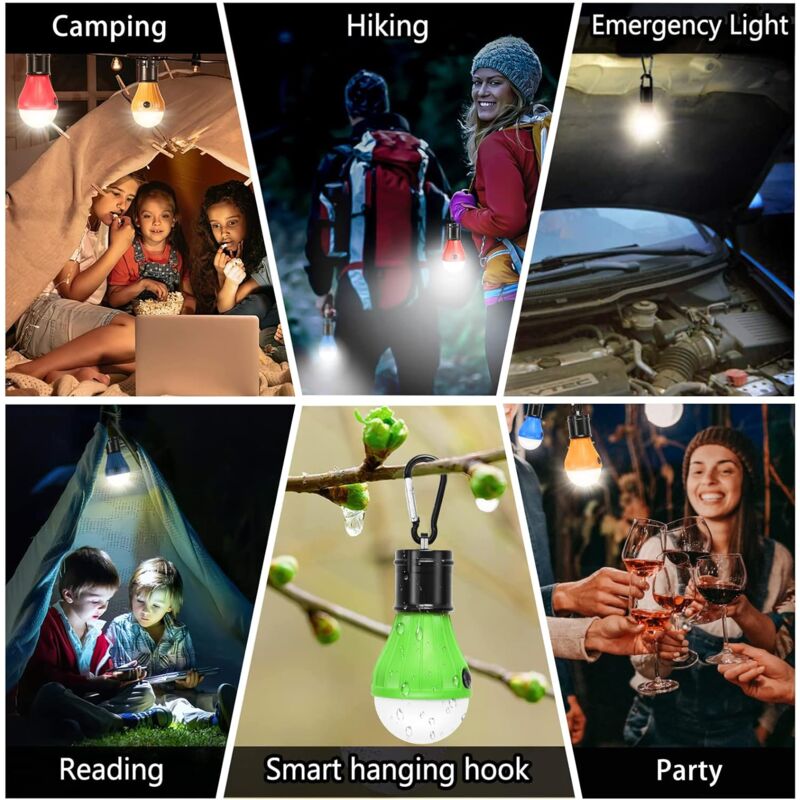 4 Pack LED Camping Lights Hiking Fishing Emergency Light Waterproof Battery Powered LED Indoor Outdoor Lighting - Image 4