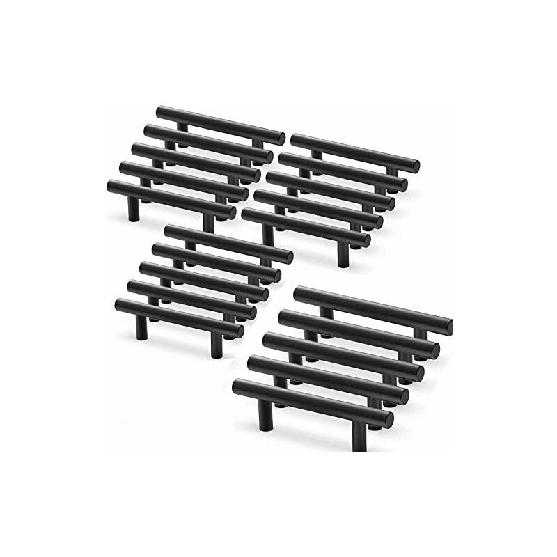 20 pcs Black Furniture Handle Black Kitchen Cabinet Handle T Handles Black Drawer Cupboard Center Distance 64Mm - Image 1