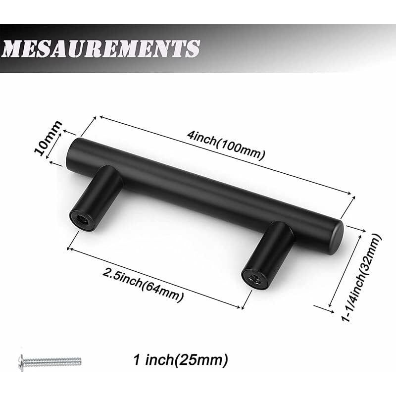 20 pcs Black Furniture Handle Black Kitchen Cabinet Handle T Handles Black Drawer Cupboard Center Distance 64Mm - Image 2