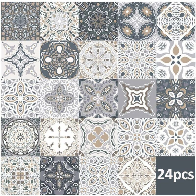 24 pcs Wall Tile Stickers - Self Adhesive Tile Stickers For Kitchen Living ROom Bathroom Home Decor (10Cm) - Image 1