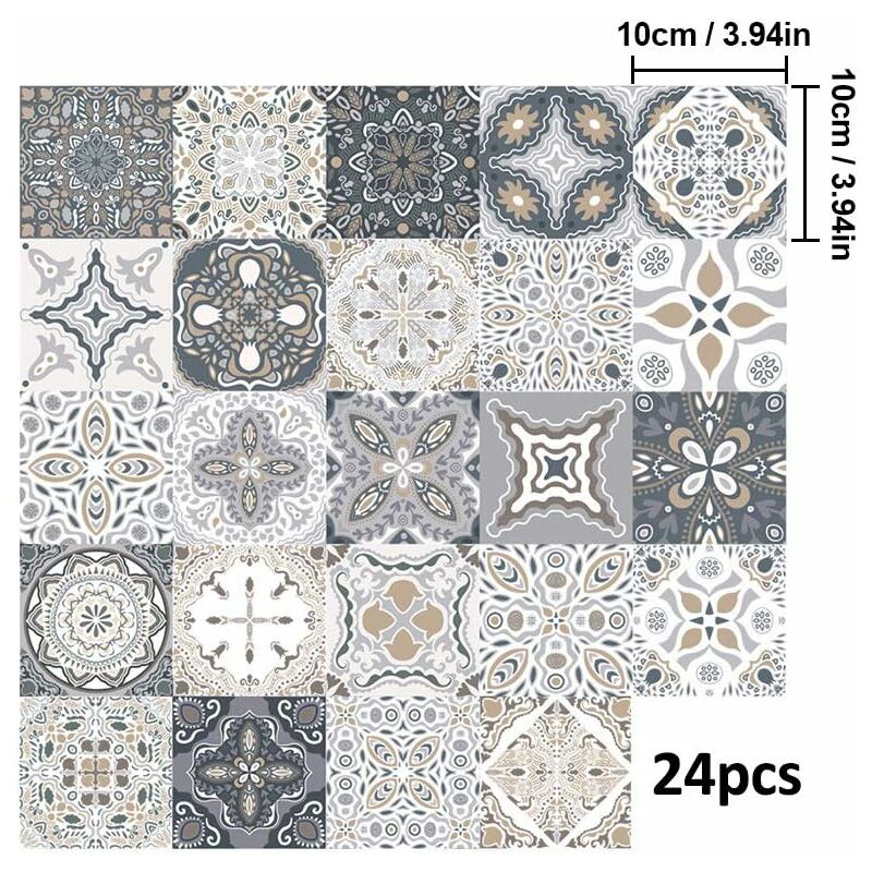 24 pcs Wall Tile Stickers - Self Adhesive Tile Stickers For Kitchen Living ROom Bathroom Home Decor (10Cm) - Image 2