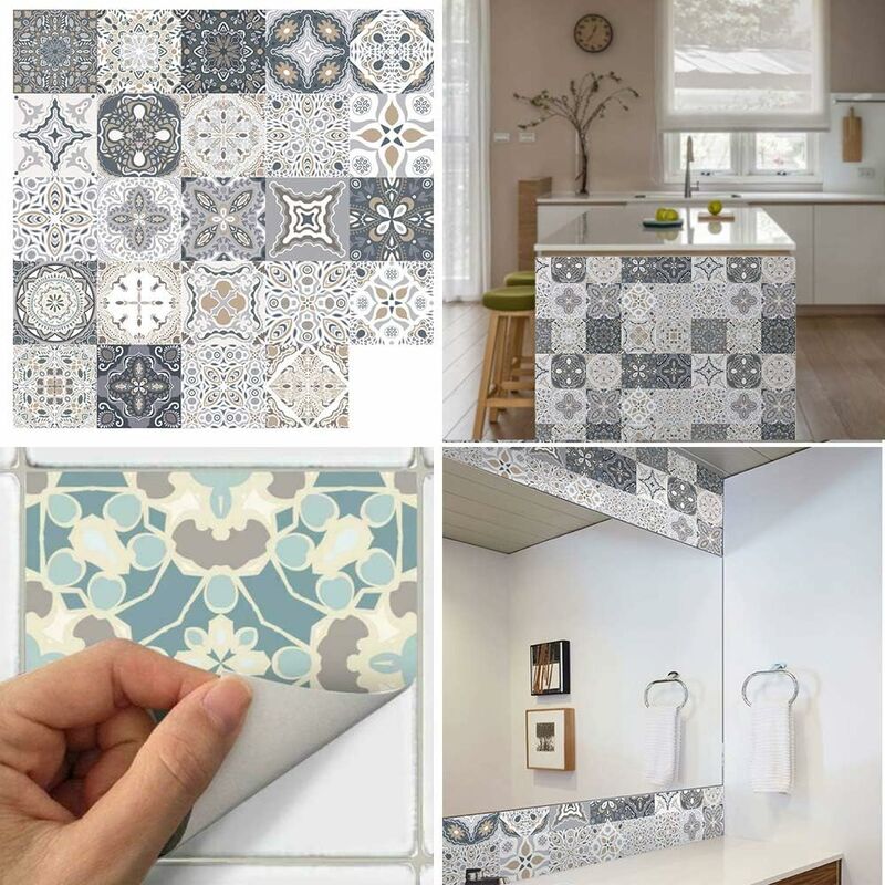 24 pcs Wall Tile Stickers - Self Adhesive Tile Stickers For Kitchen Living ROom Bathroom Home Decor (10Cm) - Image 4
