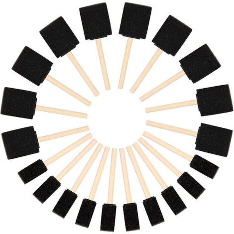 Foam Brushes (20 Pack) - Two Sizes - Sponge Brushes With Wooden Handle - Paint Stamp Brushes For Acrylic, Oil, Varnish - Image 1