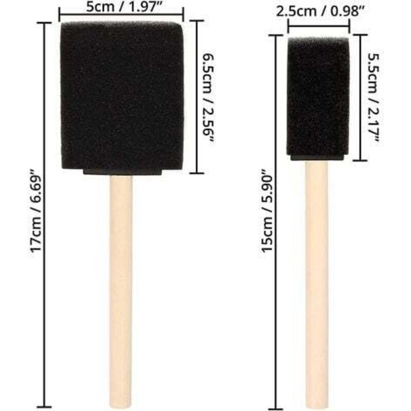 Foam Brushes (20 Pack) - Two Sizes - Sponge Brushes With Wooden Handle - Paint Stamp Brushes For Acrylic, Oil, Varnish - Image 2