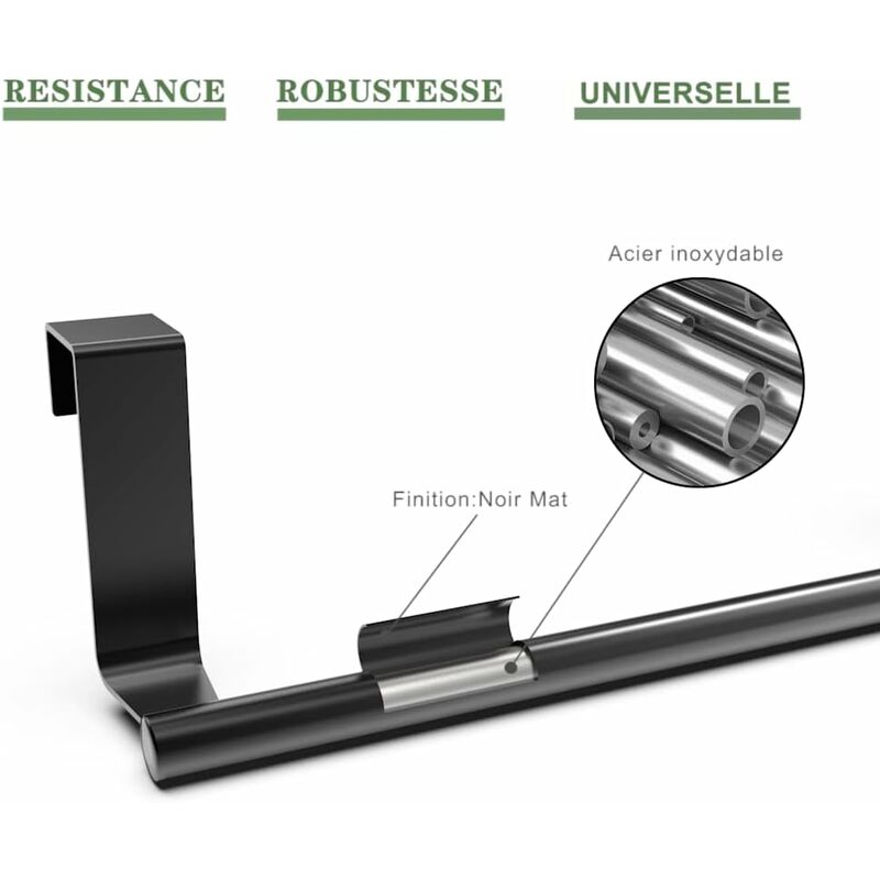 Kitchen Towel Bar, 2 pcs Set Kitchen Towel Holders, Matte Black - Image 3
