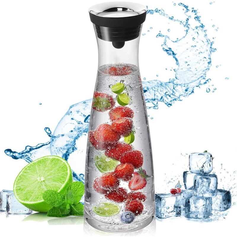 Glass Carafe, 1200Ml Glass Water Pitcher With Silicone Lid, For Homemade Beverage/Iced Tea/Milk/Coffee/Serving Wine, - Image 1