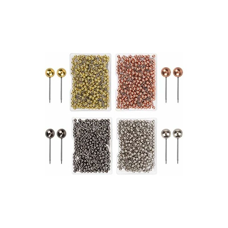 1000 Pieces Push Pins Map Thumbtacks Push Pins For Cork Board, Fabric Marking, 1/8 Inch ROund Metal Head - Image 1