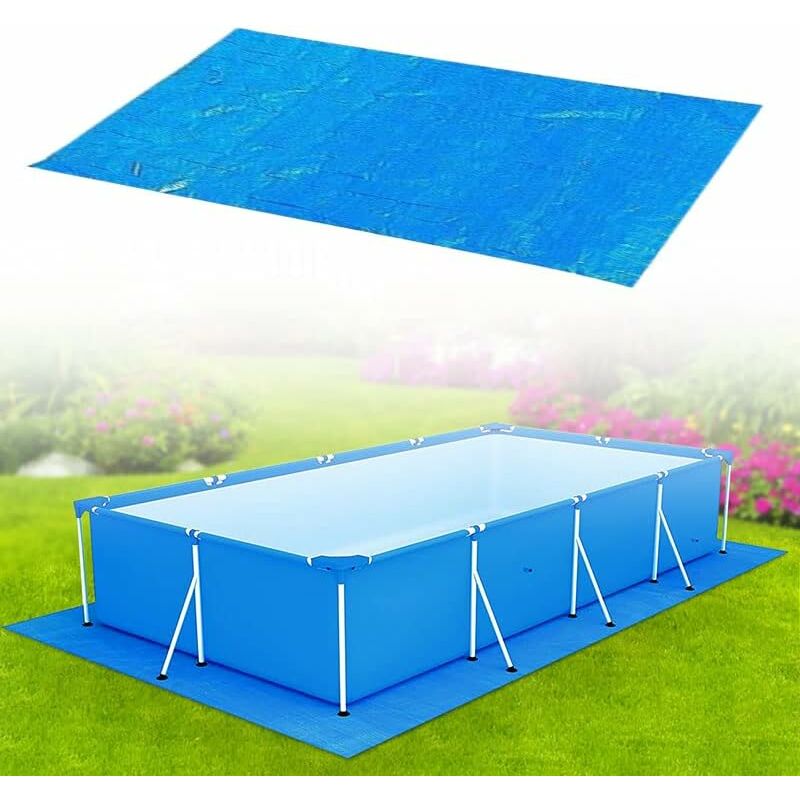 Pool Ground Sheet, Rectangular Pool Ground Sheet For 300X200Cm Pool - Blue Waterproof Foldable Pool Ground Sheet And - Image 1