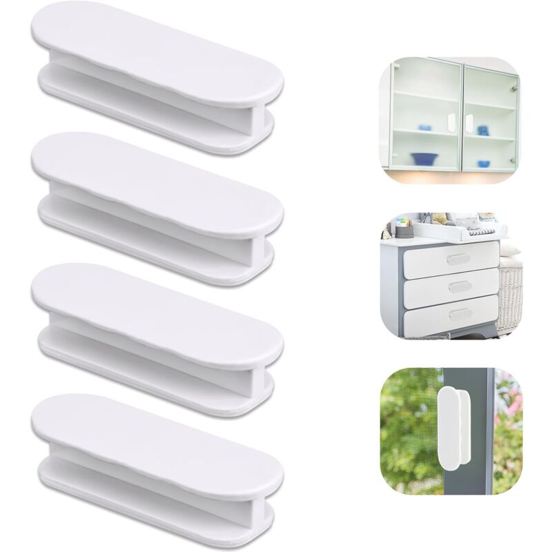 Balcony Door Knob, 4 pcs Set Door Handles, Cabinets, Furniture Glass, Plastic Look - Image 1