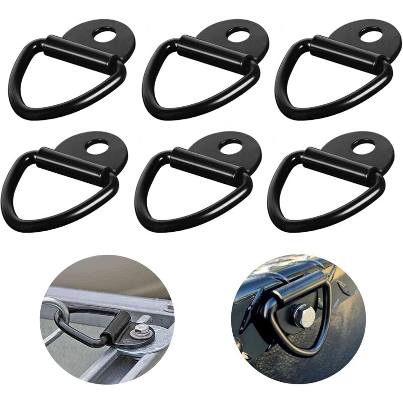 Lashing Ring 6 Pieces D-Ring Anchor 85 X 63 Mm, Black Heavy Duty Lashing Rings Load 300Kg For Trailer Heavy Equipment - Image 1