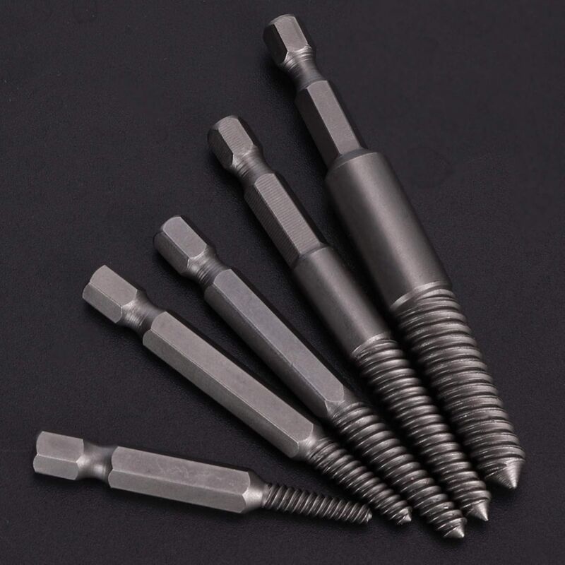 Screw Drill Bits, Stud Removal Tool, 5 pcs Broken Screw Extractor Hex Shank Fine Teeth DAmaged Bolt Removal Tool - Image 2