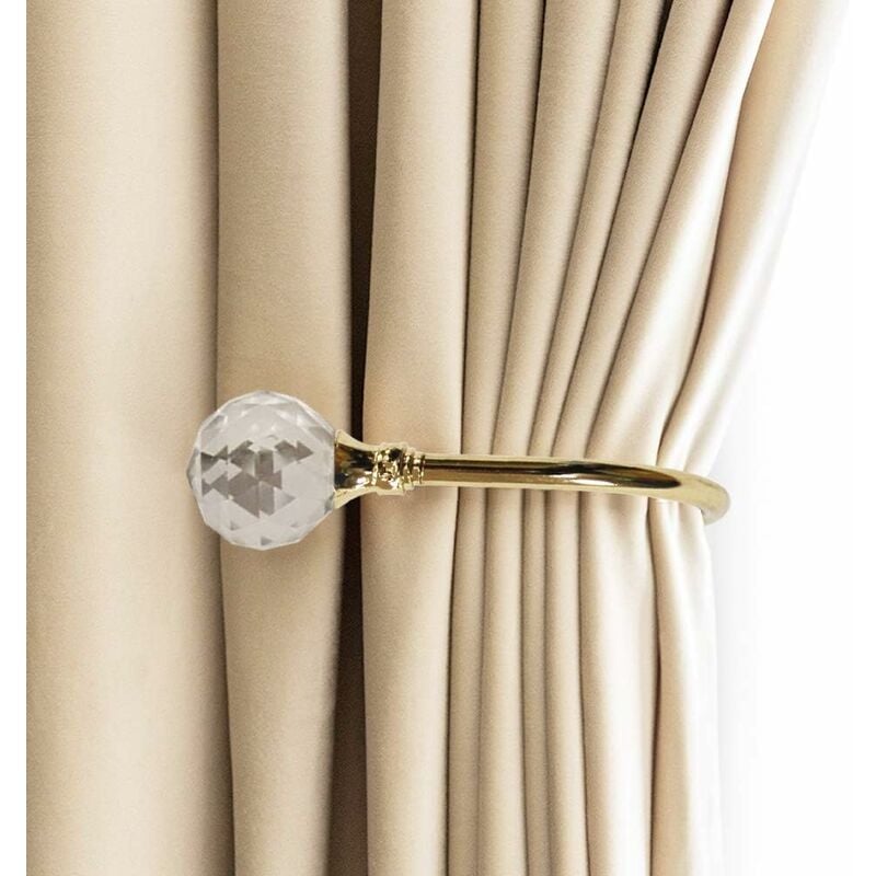 Curtain Tiebacks Wall Hooks U Metal Curtain Tiebacks, Metallic Curtain 2 Pack (Small, Gold) - Image 1