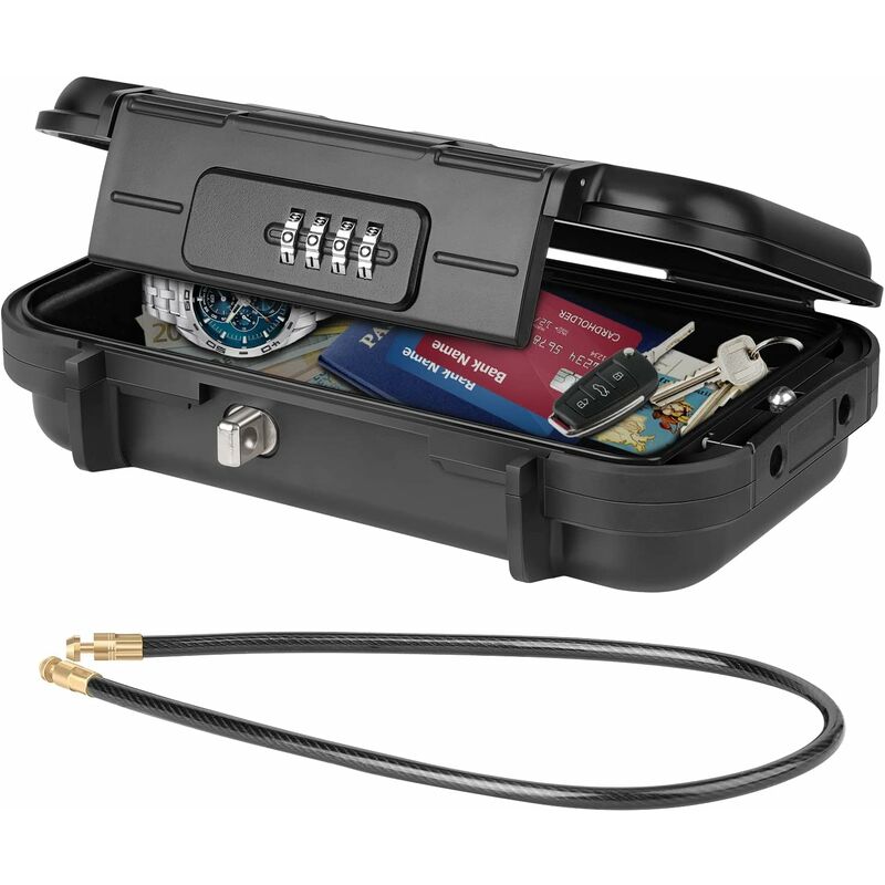 Portable Safe Box Mini Travel Safe Box Waterproof Anti-Theft With Detachable Metal Cable For Home, Office, Hotel, - Image 1