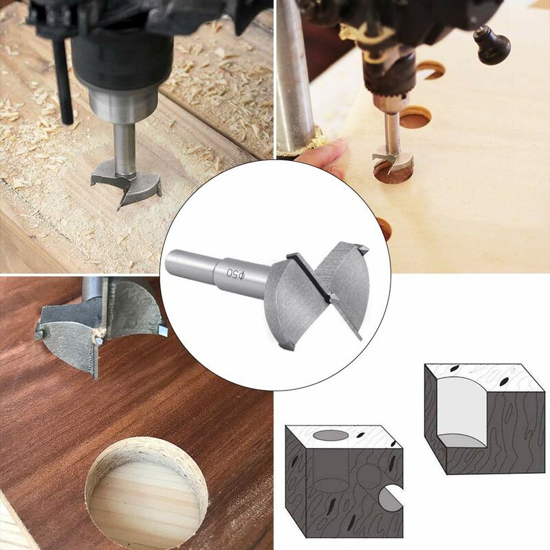 Wood Drill Bits, 50Mm Carbide Wood Cutter, Installing Wooden Spherical Doors, Drawers, Plywood, Quickly Helps You Make - Image 4
