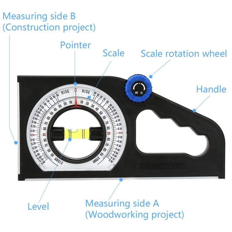 Inclinometer Universal Slope Measuring Ruler Multifunction Angle Meter Engineering Horizontal Measuring Angle - Image 2