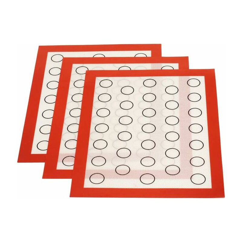 Silicone Baking Mat 3 pcs Set Reusable Non-Stick Baking Sheet Pastry Kneading Dough Oven Mat For Macaron Biscuit Dough, - Image 1