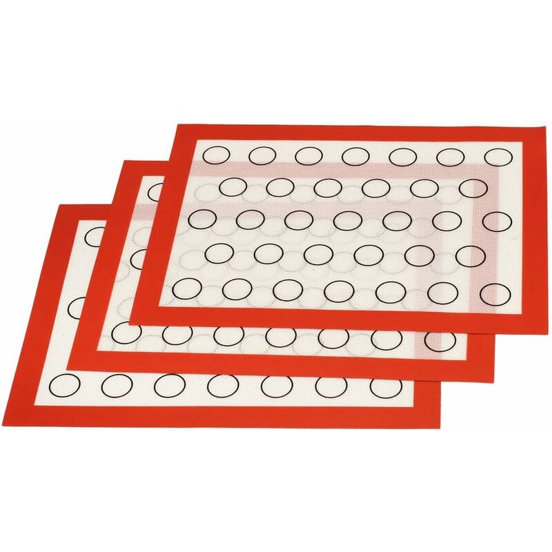 Silicone Baking Mat 3 pcs Set Reusable Non-Stick Baking Sheet Pastry Kneading Dough Oven Mat For Macaron Biscuit Dough, - Image 2